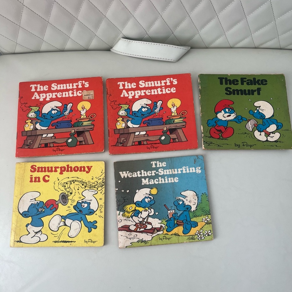 Lot of 5 ~ SMURF MINI-STORYBOOKS by Peyo ~ 1981-1982 ~ Random House Softcovers